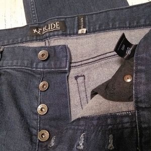 RUDE button fly Slim Straight jeans, 32